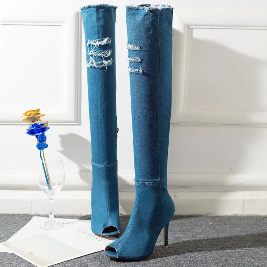 Lior Rosetti — Peep Toe Stiletto Boots Fashion Footwear