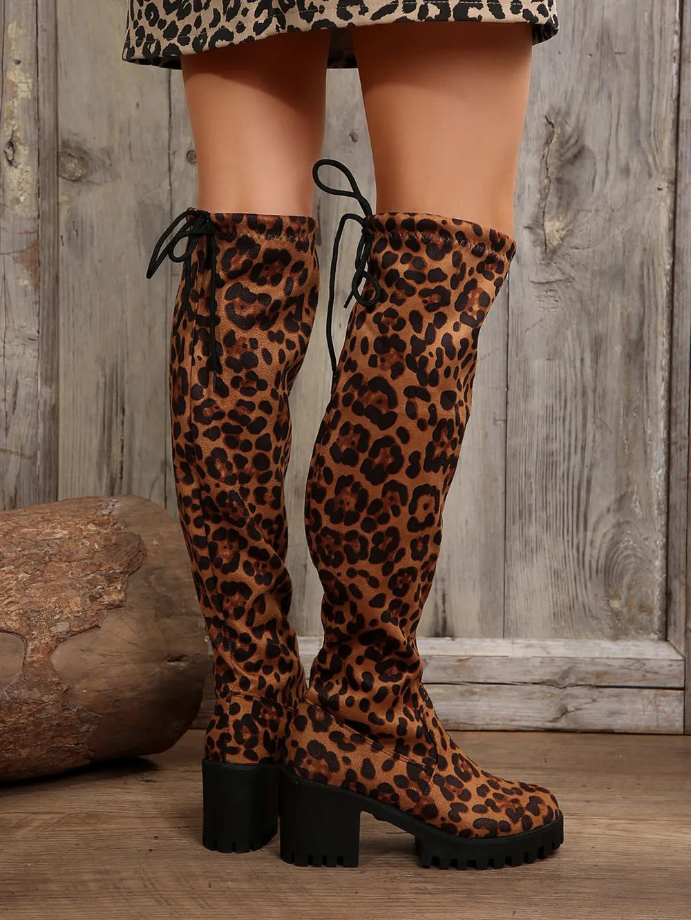Ivory Sorrento — Leopard Round Toe Block Heel Boots, alternate view 4