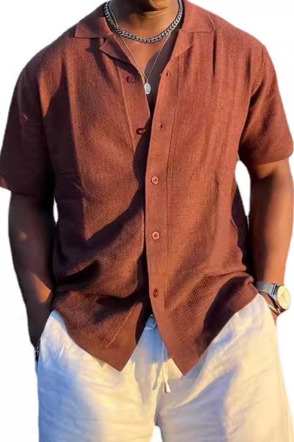 Orlando — Men's Plus Size Button Down Short Sleeve Shirt, alternate view 4