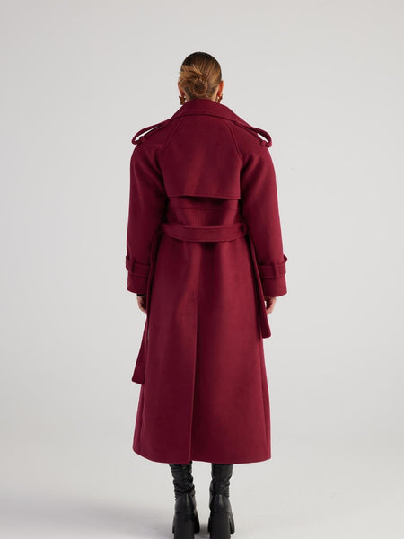 Nora Burgundy Cashmere Blend Maxi Coat