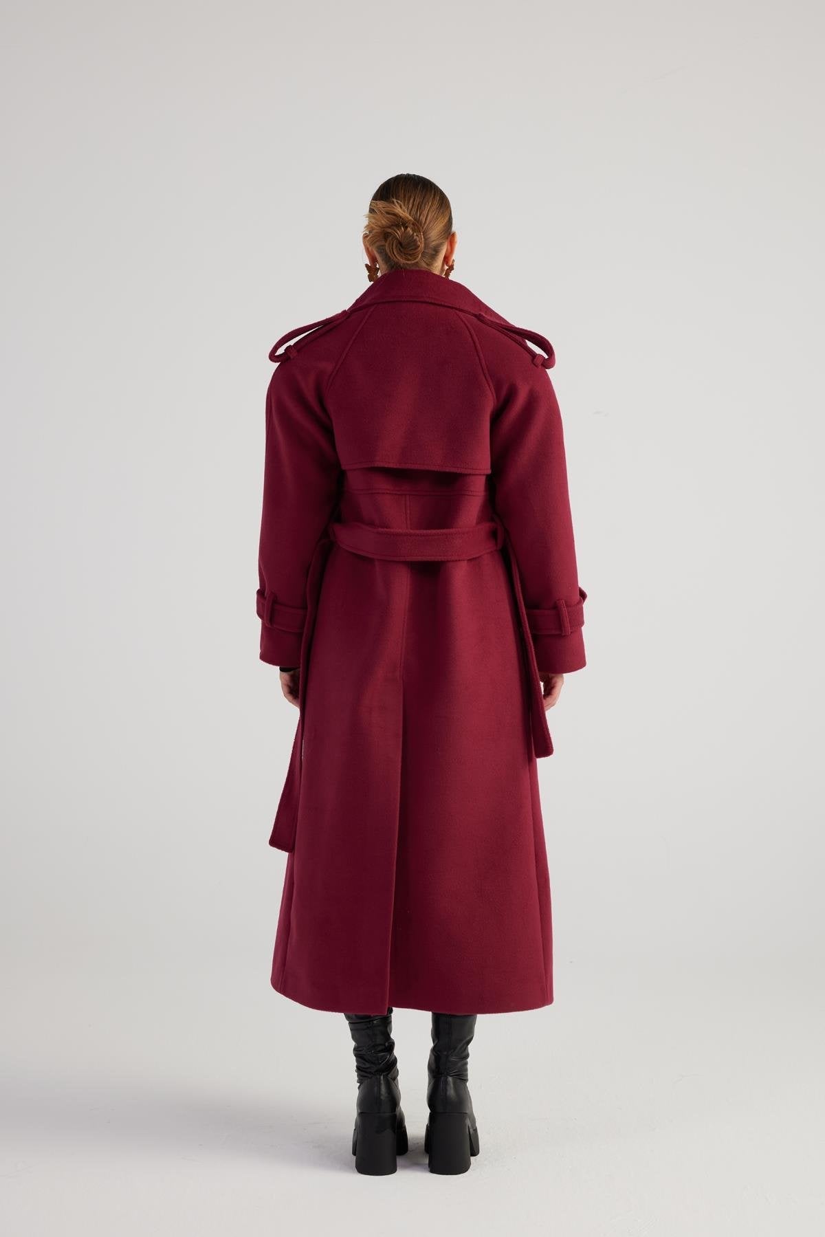 Nora — Burgundy Cashmere Blend Maxi Coat, alternate view 4
