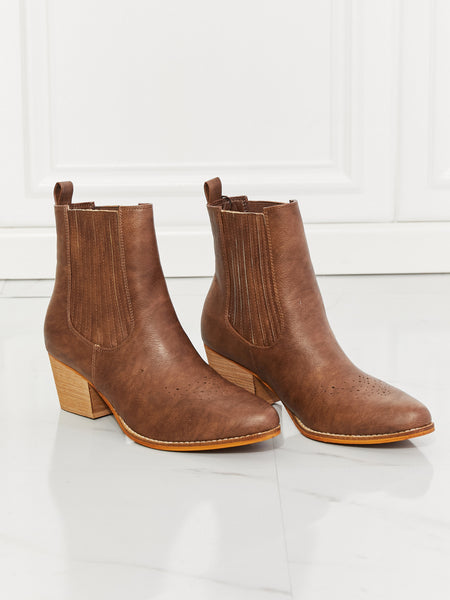 MMShoes Love the Journey Stacked Heel Chelsea Boot in Chestnut - Opulent Empire