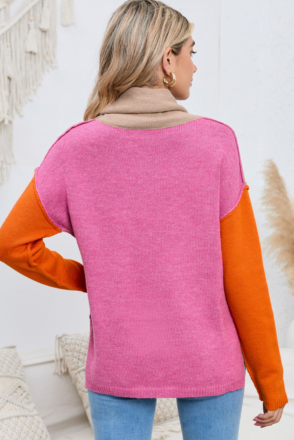 Jules Rousseau — Turtle Neck Dropped Shoulder Slit Sweater, alternate view 2