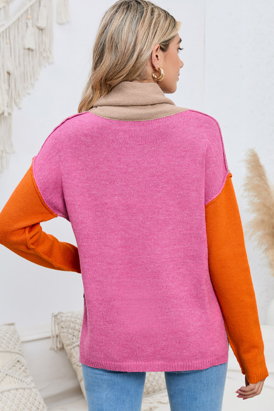 Jules Rousseau — Turtle Neck Dropped Shoulder Slit Sweater, alternate view 2
