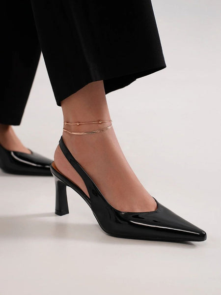 Beast Fashion Faux Leather Point Toe Slingback Pumps - Opulent Empire