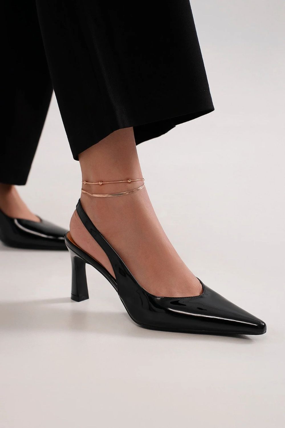Blaise Beaumont — Beast Fashion Faux Leather Point Toe Slingback Pumps Black Fashion Footwear