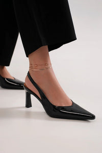 Blaise Beaumont — Beast Fashion Faux Leather Point Toe Slingback Pumps Black Fashion Footwear