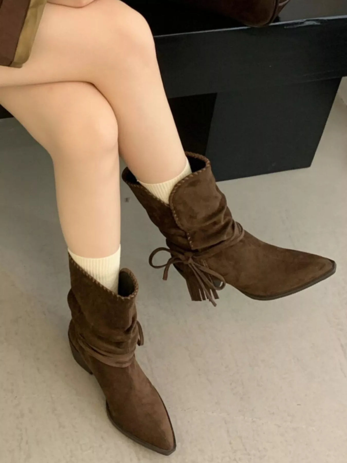 Indigo Bellini — Point Toe Block Heels Boots Fashion Footwear, alternate view 8