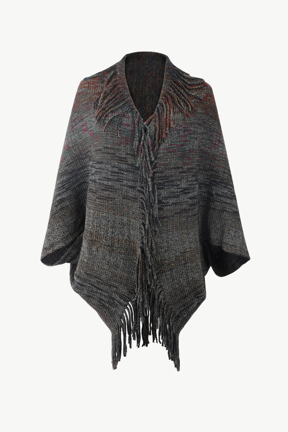 Ocean Sorrento — Multicolored Fringe Trim Poncho, alternate view 13