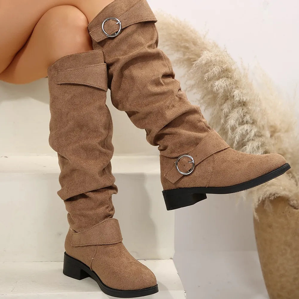 Lake Sorrento — Buckle Round Toe Block Heel Boots