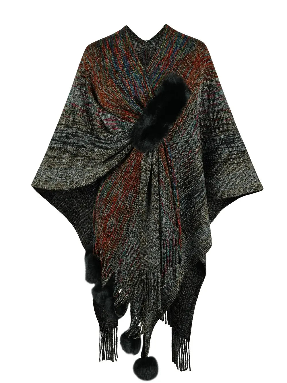Winter Versailles — Heathered Fringe Hem Poncho, alternate view 8