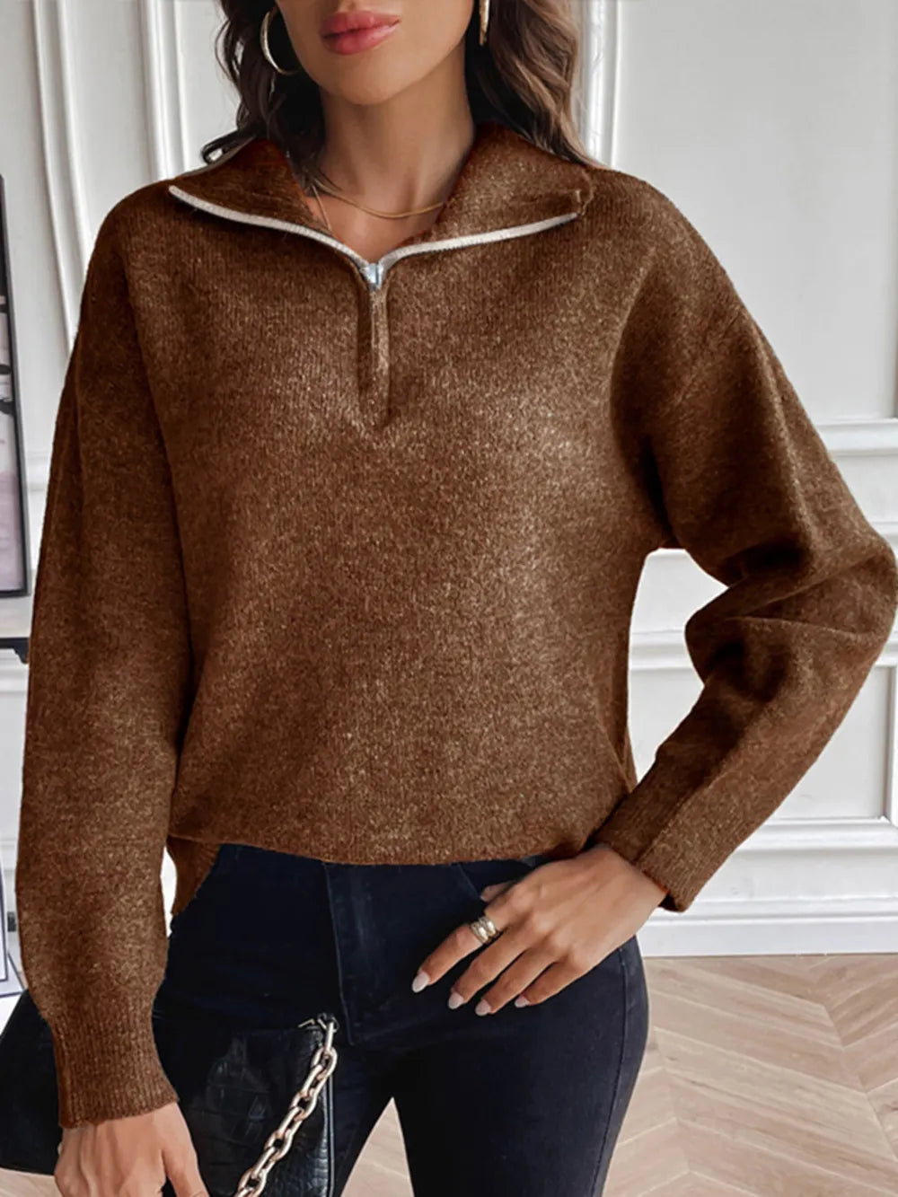 Lior Moreau — Half Zip Dropped Shoulder Sweater, alternate view 10