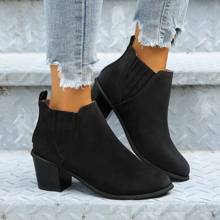 Gray Venturi — Point Toe Block Heels Boots Fashion Footwear