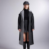 Belted Single Buttoned Maxi Grey Cashmere Mira Trench Coat-0