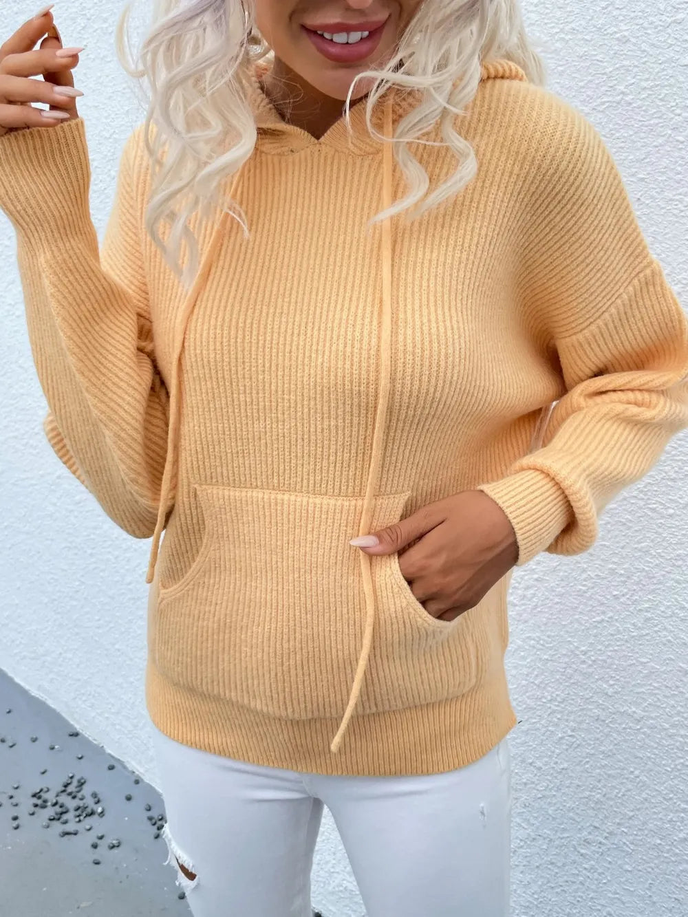 Paris Bellamy — Drawstring Dropped Shoulder Hooded Sweater, alternate view 3