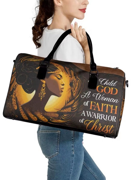 Zahara™ | Elegant African Warrior Faith Leather Duffel - Opulent Empire