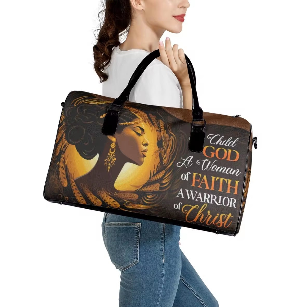 Zahara™ — African Warrior Faith Leather Duffel Bag