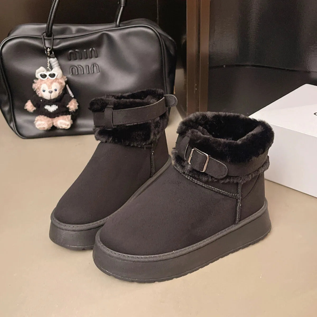 Jules Fiorenza — Round Toe Platform Fleece-Lined Winter Boots Fashion Footwear, alternate view 3