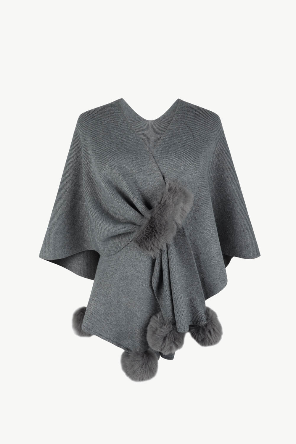 Perrin Sorrento — Surplice Neck Pom-Pom Trim Poncho, alternate view 12