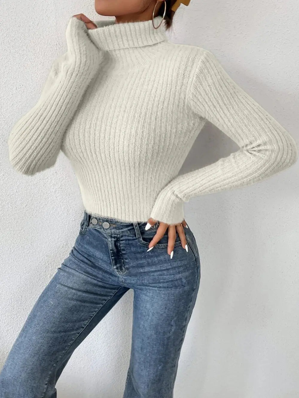 Harbor Fontaine — Ribbed Turtleneck Long Sleeve Sweater, alternate view 11