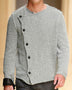 Men's casual diagonal placket thick knitted cardigan sweater jacket