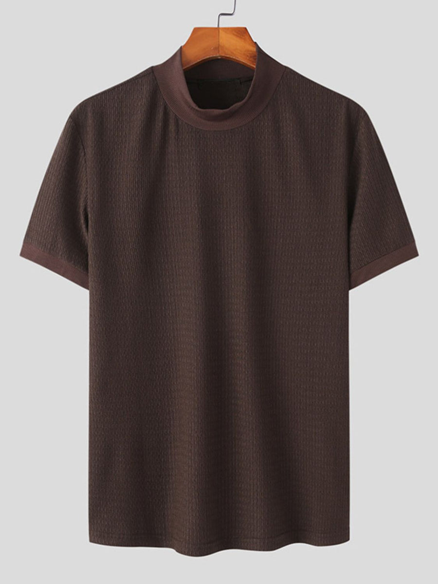 Men's Full Size Mock Neck Short Sleeve T-Shirt Plus Size - Opulent Empire