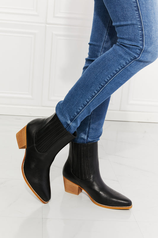 MMShoes Love the Journey Stacked Heel Chelsea Boot in Black - Opulent Empire