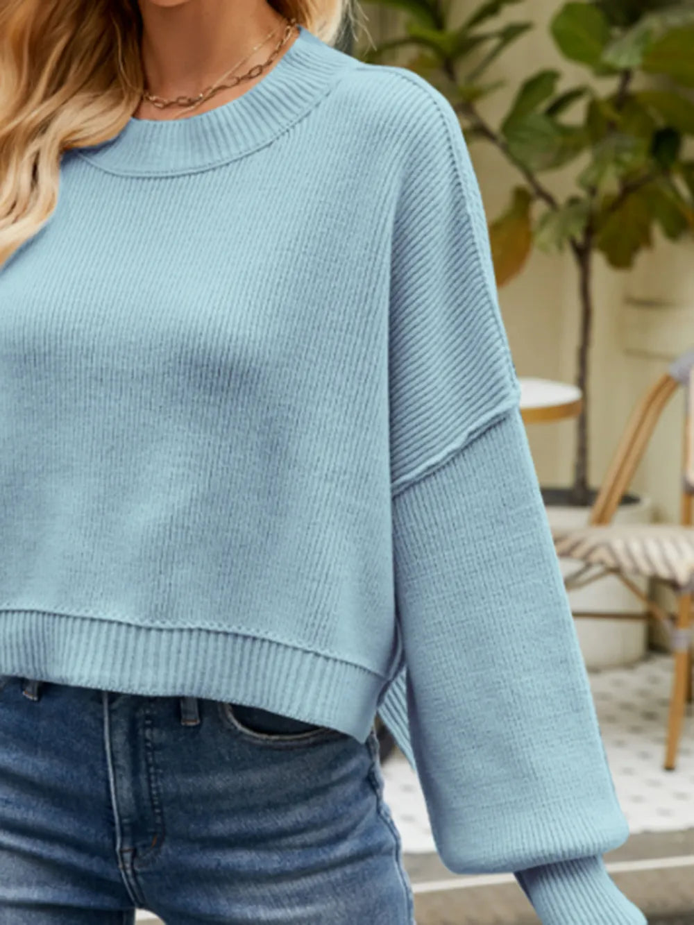 Dove Valmont — Round Neck Lantern Sleeve Sweater, alternate view 16