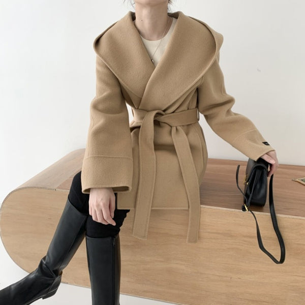 Felicia™ | Cardigan Hooded Mid-Length Woolen Coat