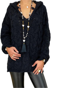 Winter Rivière — Cable-Knit Hooded Sweater, alternate view 4