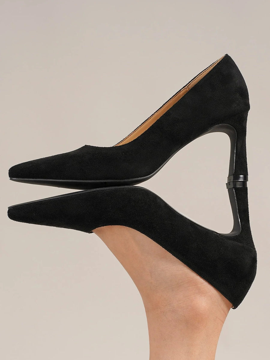 Beast Fashion Faux Suede Point Toe Pumps - Opulent Empire