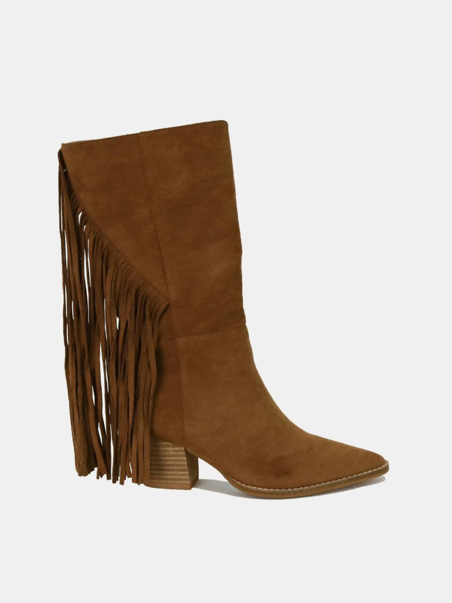 Beast Fashion Suede Fringe Point Toe Boots - Opulent Empire