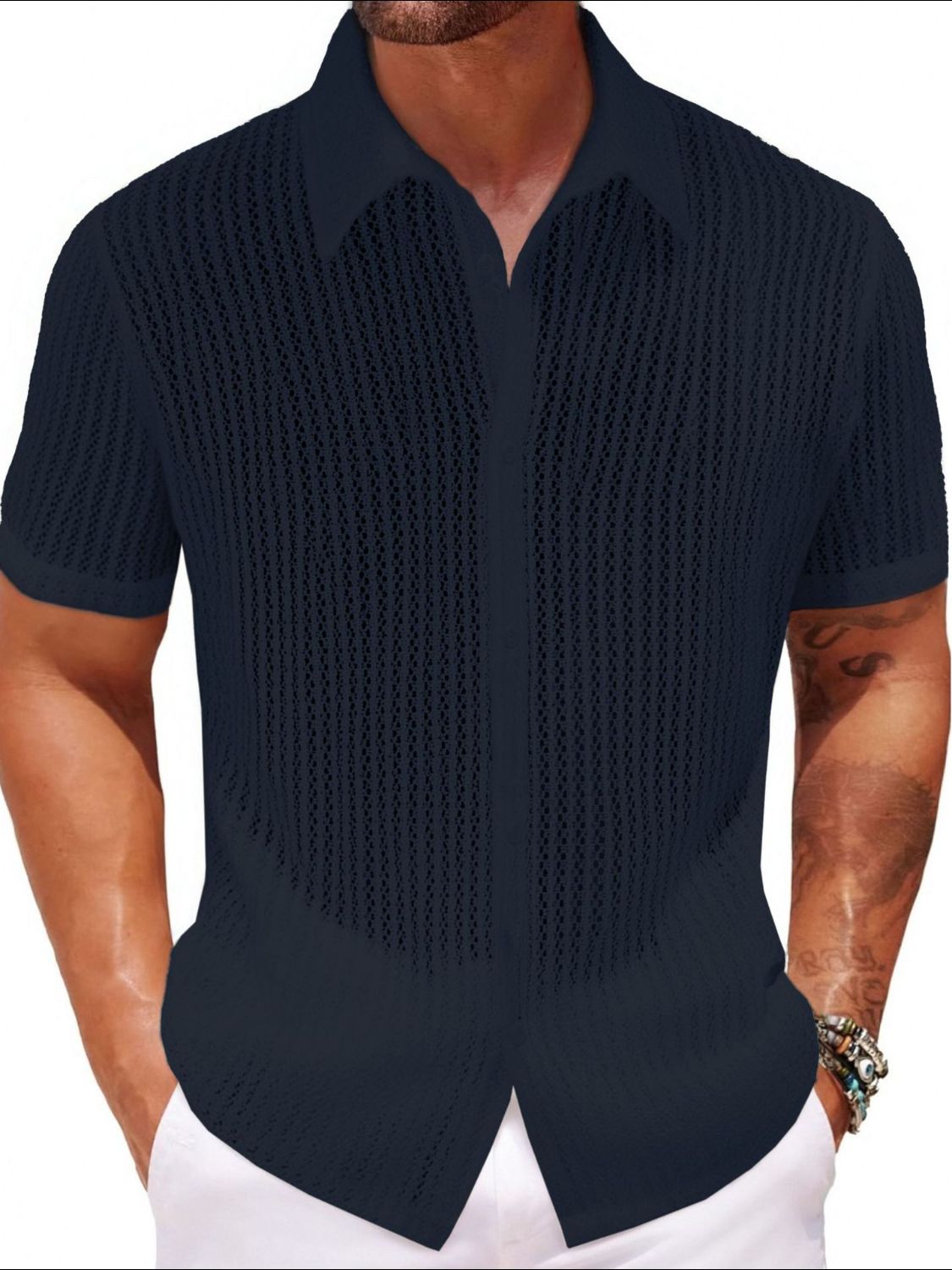 Adrien — Men's Plus Size Button Down Short Sleeve Shirt, alternate view 4