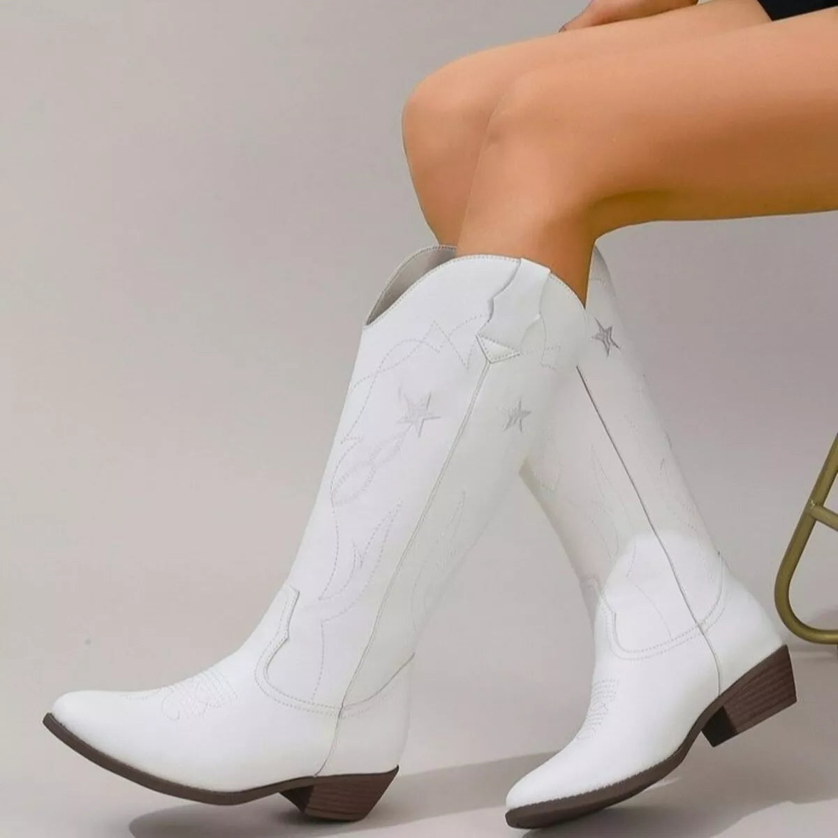 Paris Bellini — Western Star Embroidered Cowboy Boots Fashion Footwear, alternate view 3