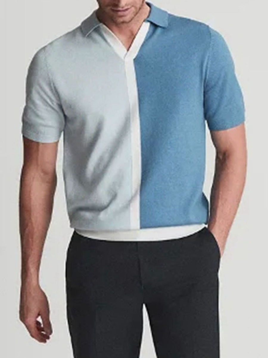 Hadrian Beaumont — Men's Plus Size Two-Tone Short Sleeve Polo Cerulean Men's Tailored Shorts, alternate view 2