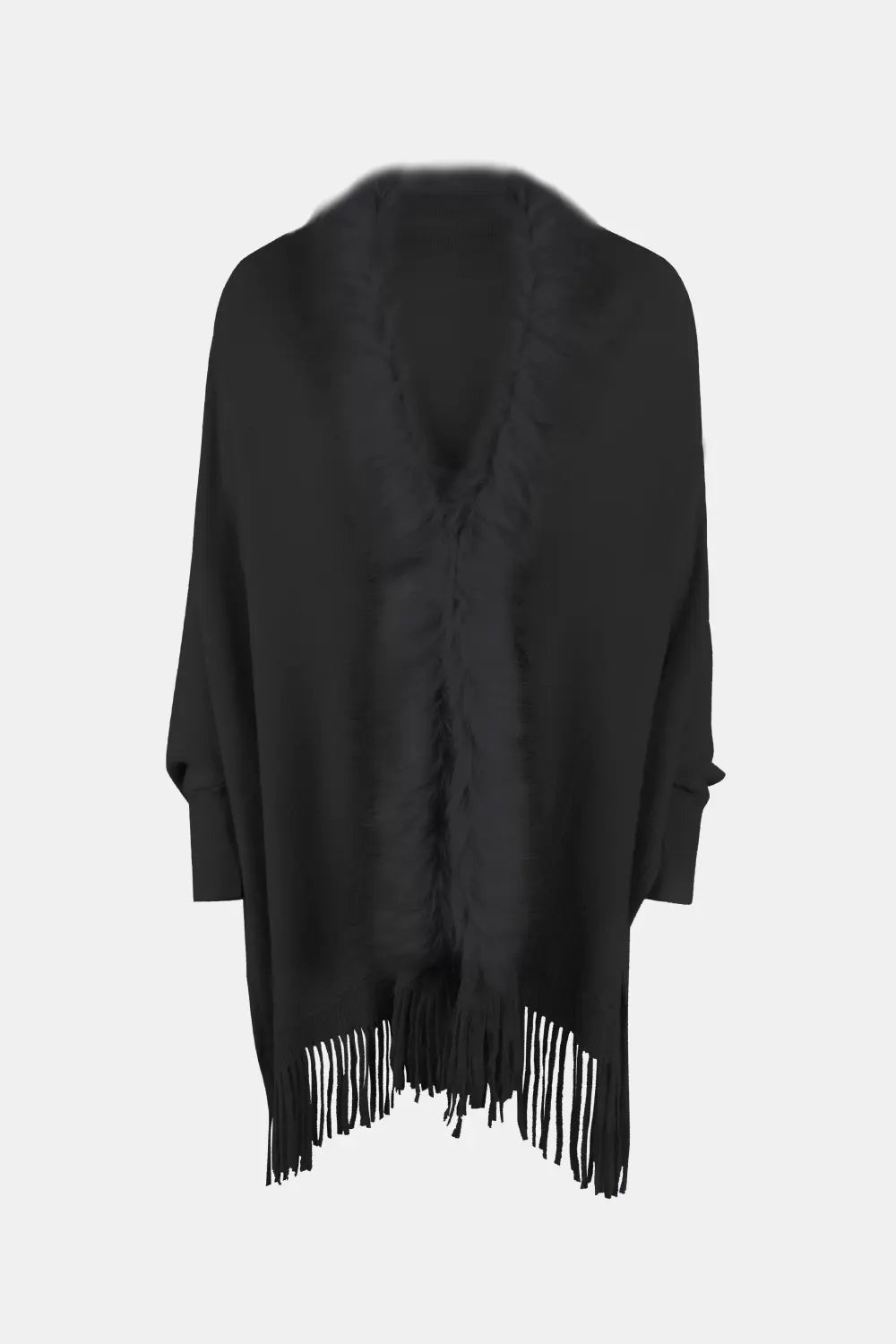 Blaise Versailles — Fringe Open Front Long Sleeve Poncho, alternate view 11