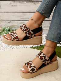 Sasha Bellini — Leopard Open Toe Wedge Sandals Fashion Footwear, alternate view 10