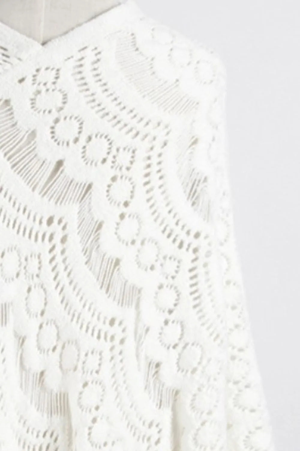 Lake Versailles — Fringe Openwork Surplice Cape Sleeve Poncho, alternate view 17