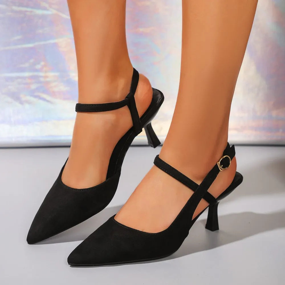 Ocean Fiorenza — Point Toe Slingback Pumps Black Fashion Footwear, alternate view 2