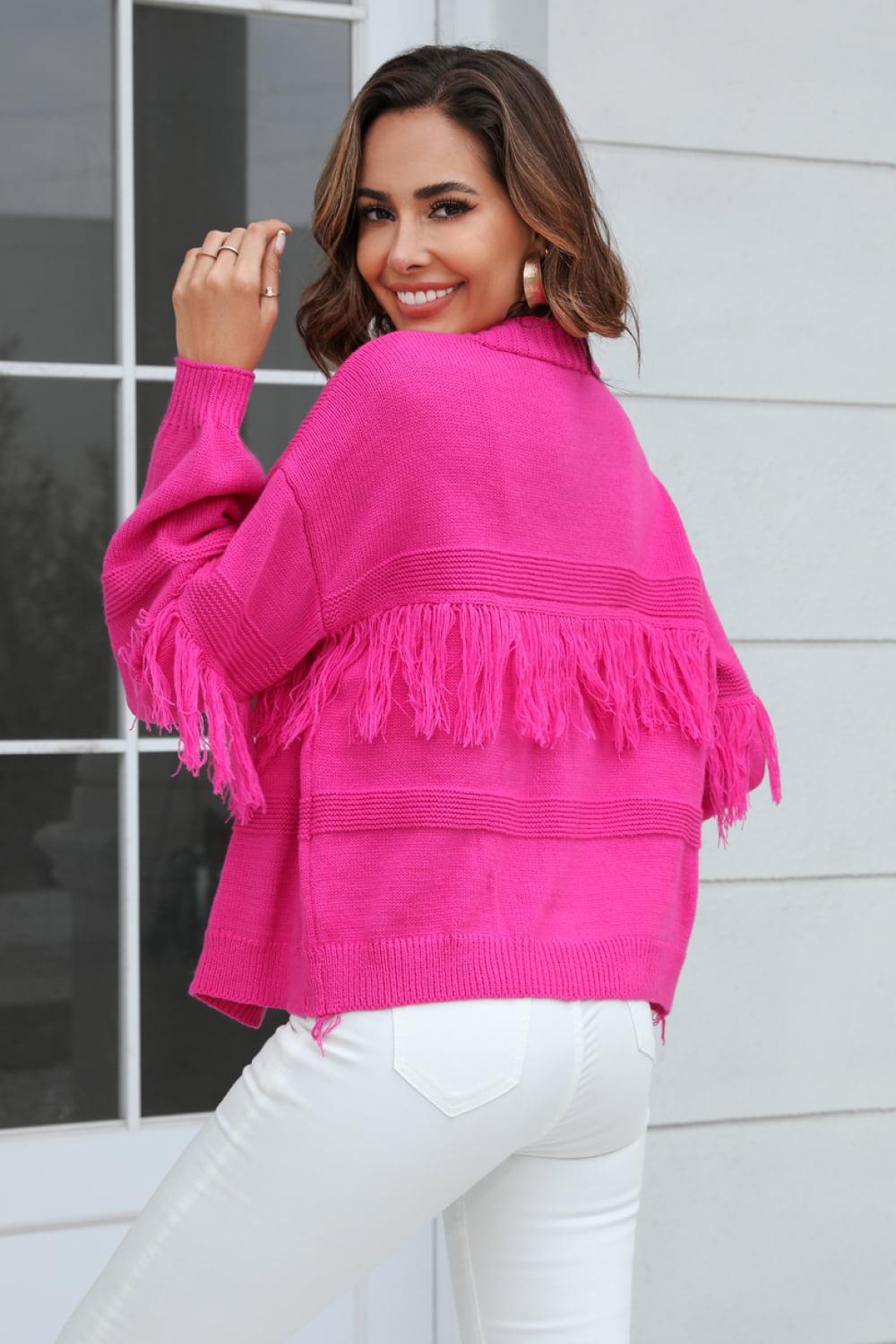 Rowan Rivière — Angel Wings Fringe Trim Open Front Cardigan, alternate view 6