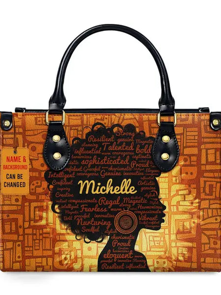 Luxury African Girl Print Leather Top-Handle Tote Handbag for Women