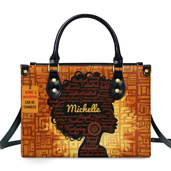 Luxury African Girl Print Leather Top-Handle Tote Handbag for Women