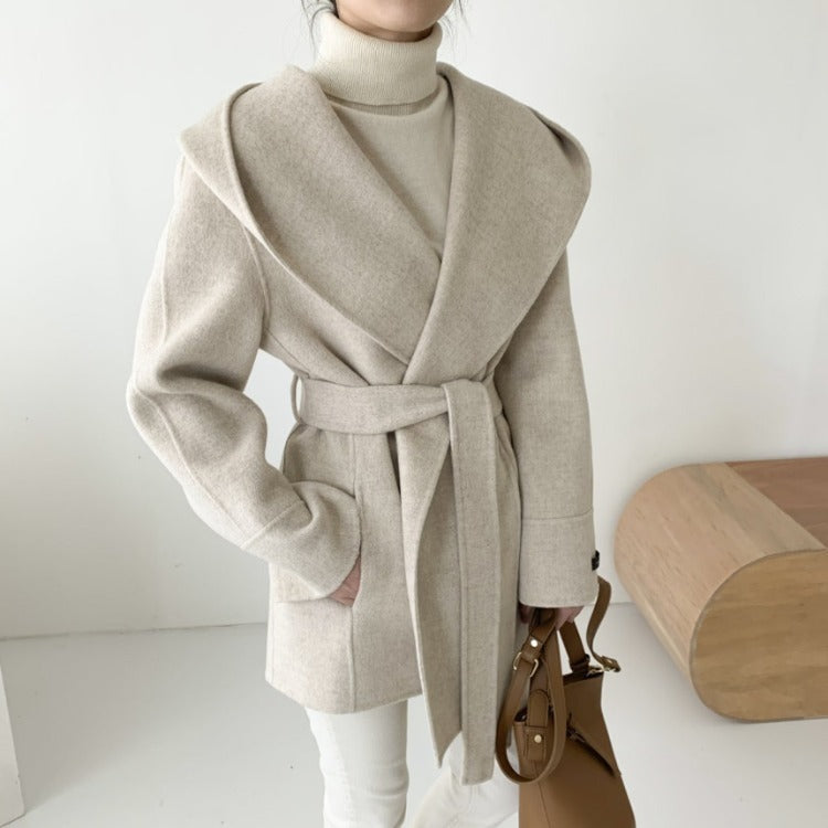 Felicia™ | Cardigan Hooded Mid-Length Woolen Coat