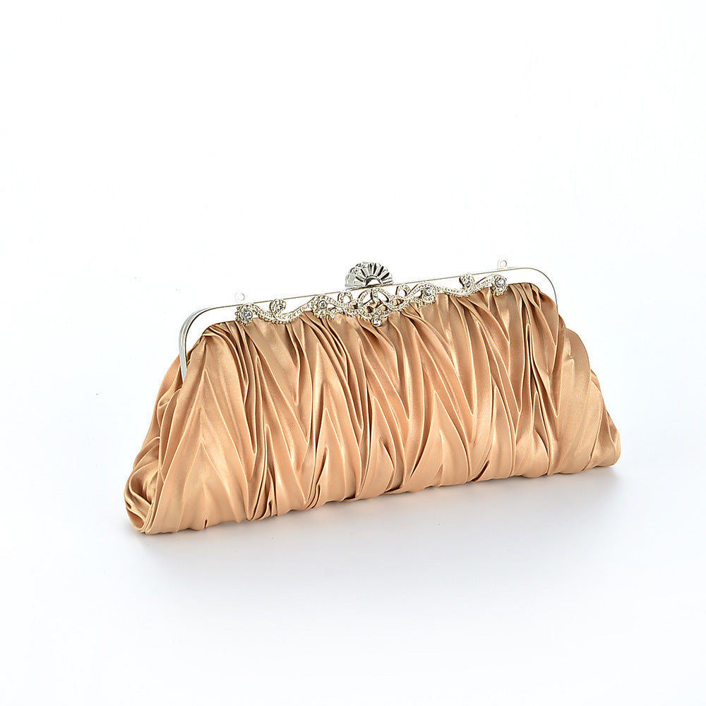 Red New Style Bridal Wedding Clutch Pleated Chain Bag