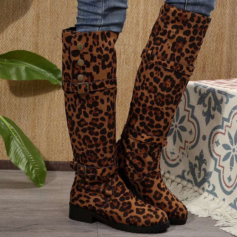 Quinn Marino — Leopard Block Heels Boots Leopard Fashion Footwear, alternate view 2