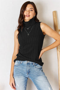 True Montclair — Basic Bae Full Size Ribbed Turtleneck Tank Sweater or Cardigan