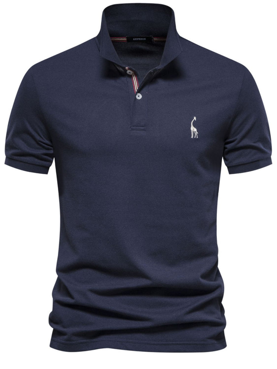 Men's Giraffe Embroidered Short Sleeve Polo - Opulent Empire