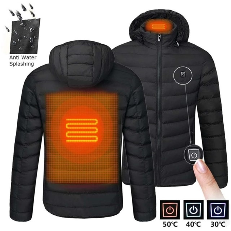 Boreal Arden black hooded jacket, 2-zone heating illustration