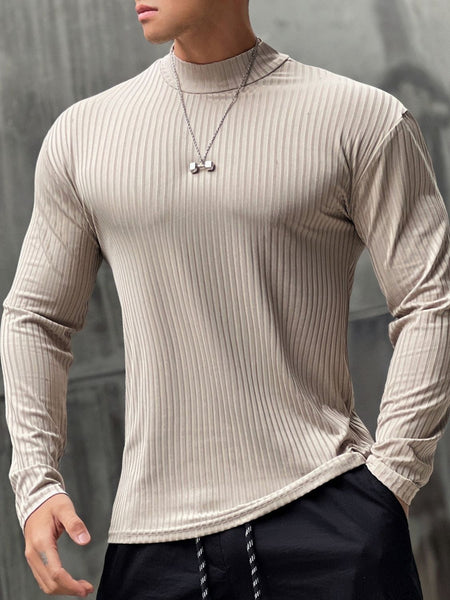 Men's Mock Neck Long Sleeve T-Shirt - Opulent Empire
