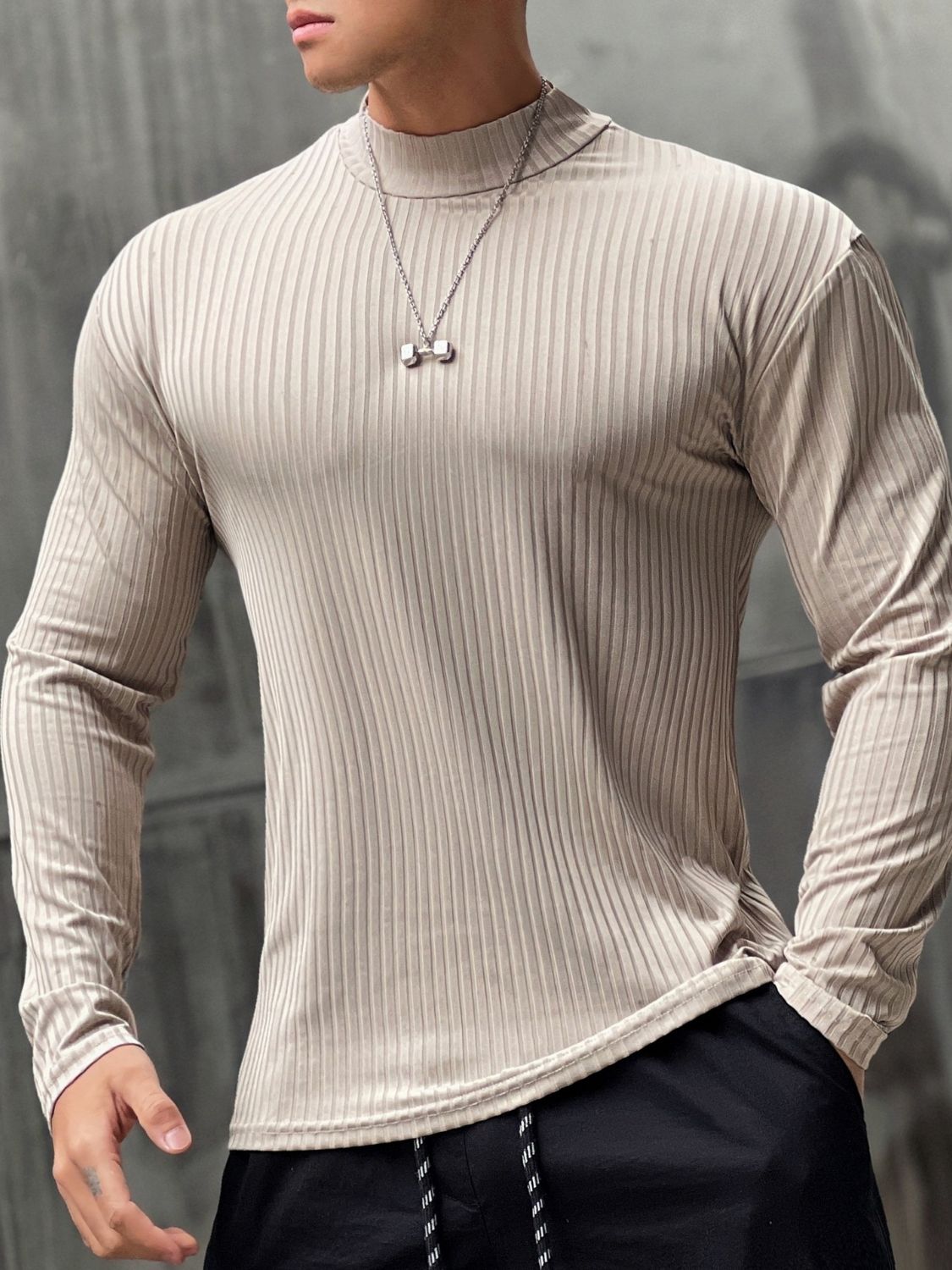 Alessandro — Men's Mock Neck Long Sleeve T-Shirt, alternate view 2
